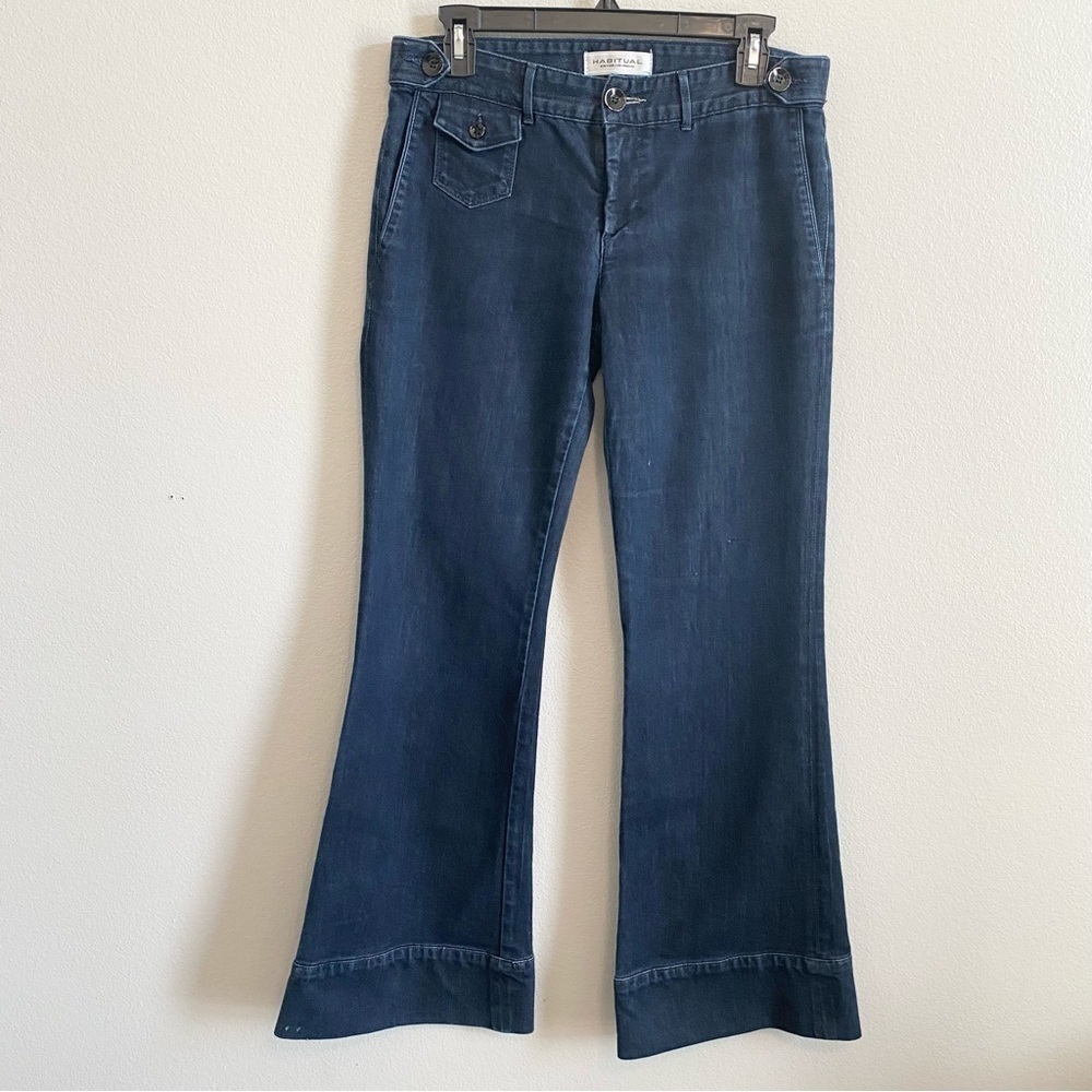 Habitual New York Y2k Dark Wash Mid Rise Flare Leg Trouser Jeans Size 28